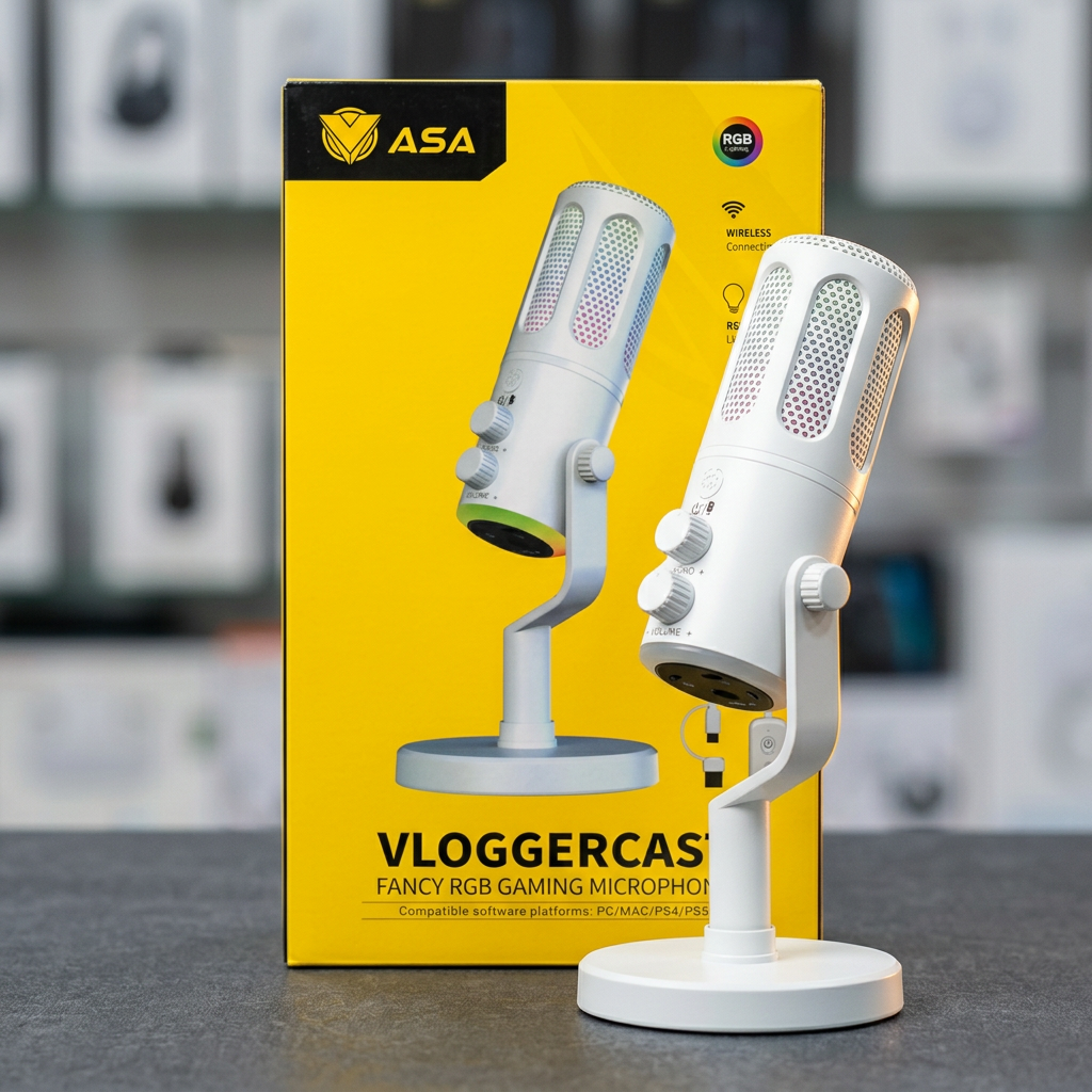 مايك ألعاب ASA VLOGGERCAST RGB لاسلكي - أبيض — 5